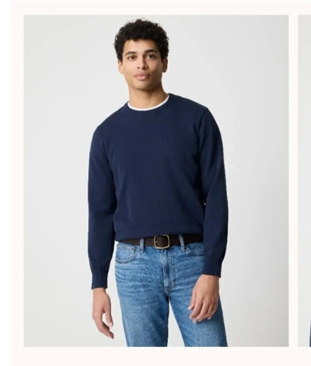 J. Crew Cotton Crewneck Knit Sweater Navy Blue Men's Medium Preppy Ski Layers